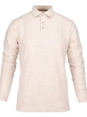 Guide London Cream Pique Knit Long Sleeve Polo/1225